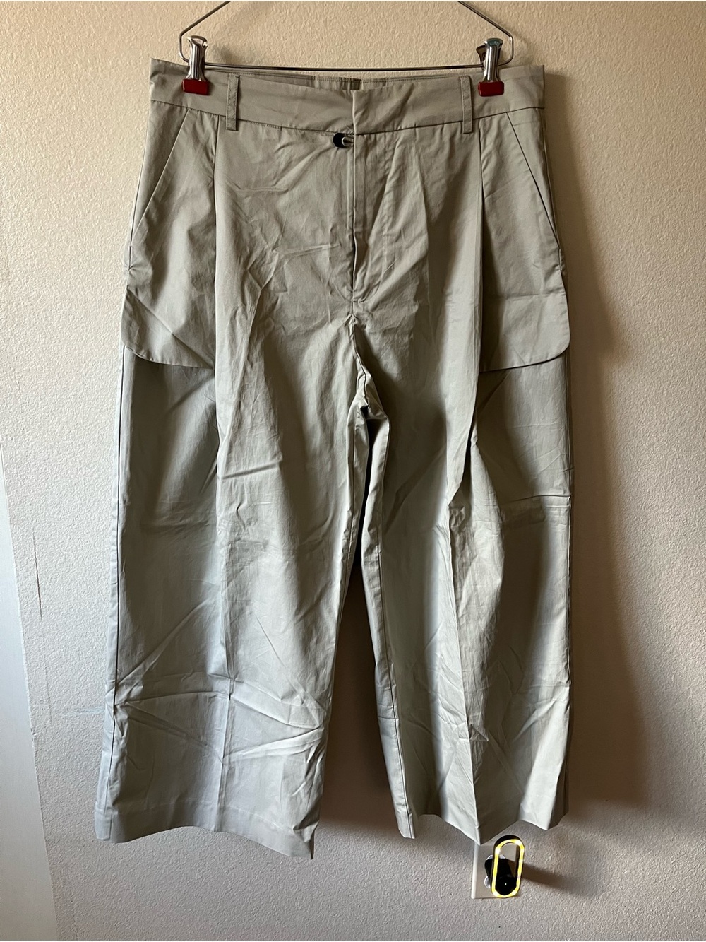 Zara Khaki Pleated Wide-Leg Cargo Pants Size L NWOT - Picture 2 of 8